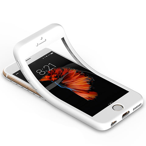 Custodia Silicone Ultra Sottile Morbida Fronte e Retro 360 Gradi per Apple iPhone 6S Bianco