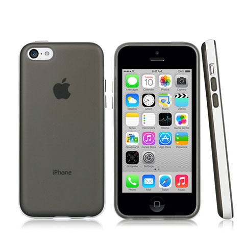 Custodia Silicone Ultra Sottile Morbida Laterale Opaca per Apple iPhone 5C Grigio