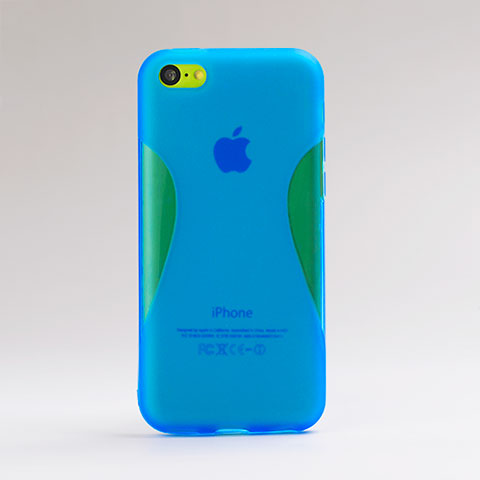 Custodia Silicone Ultra Sottile Morbida Opaca Linea per Apple iPhone 5C Blu