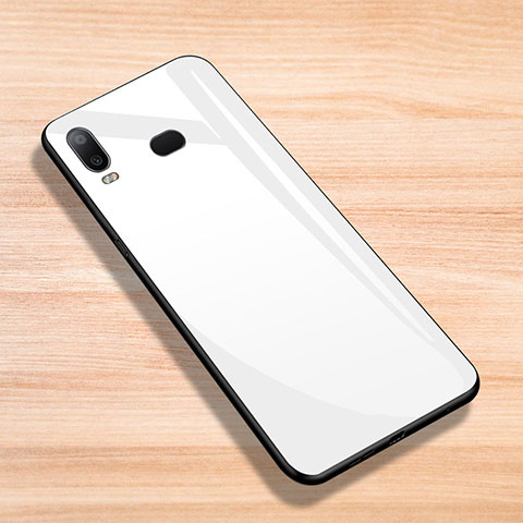 Custodia Silicone Ultra Sottile Morbida Specchio per Samsung Galaxy A6s Bianco