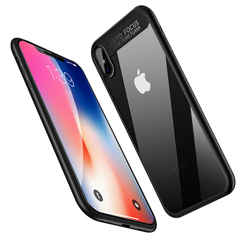 Custodia Silicone Ultra Sottile Morbida Specchio W01 per Apple iPhone Xs Max Nero