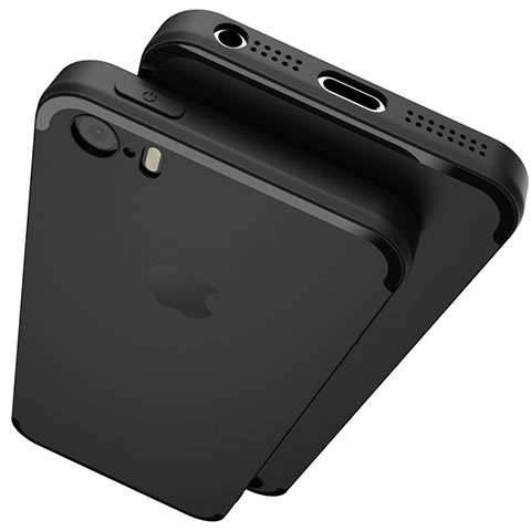 Custodia Silicone Ultra Sottile Morbida U02 per Apple iPhone 5S Nero