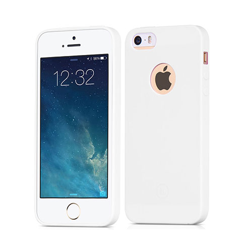 Custodia TPU Morbida Lucido con Foro per Apple iPhone 5S Bianco