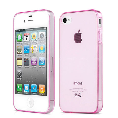 Custodia TPU Trasparente Ultra Sottile Morbida per Apple iPhone 4 Rosa