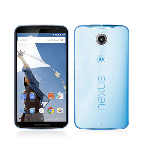 Custodia TPU Trasparente Ultra Sottile Morbida per Google Nexus 6 Blu