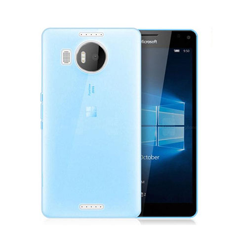 Custodia TPU Trasparente Ultra Sottile Morbida per Microsoft Lumia 950 XL Blu