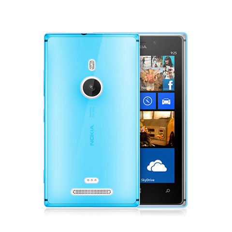 Custodia TPU Trasparente Ultra Sottile Morbida per Nokia Lumia 925 Blu