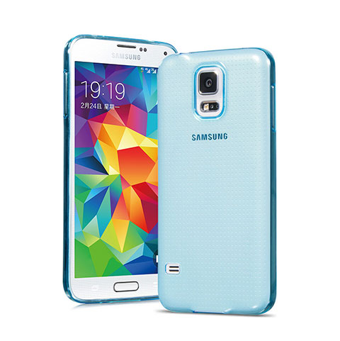 Custodia TPU Trasparente Ultra Sottile Morbida per Samsung Galaxy S5 G900F G903F Blu