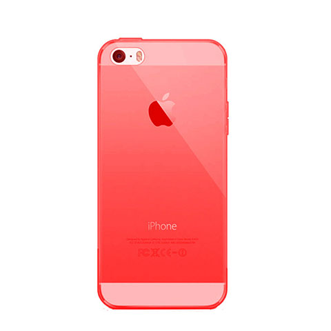 Custodia Ultra Sottile Trasparente Morbida Opaca per Apple iPhone 5 Rosso