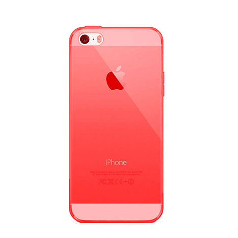 Custodia Ultra Sottile Trasparente Morbida Opaca per Apple iPhone 5S Rosso