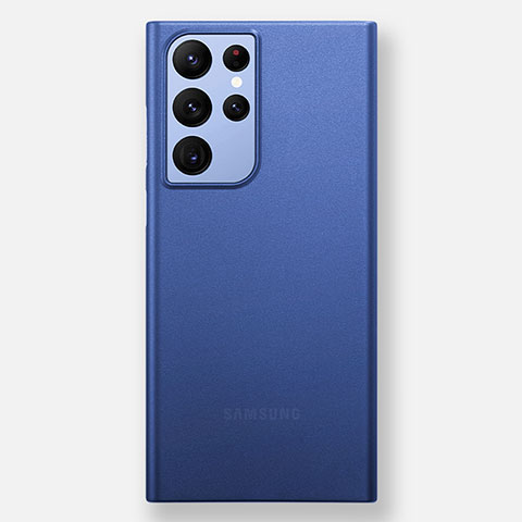 Custodia Ultra Sottile Trasparente Rigida Cover Opaca H02 per Samsung Galaxy S22 Ultra 5G Blu