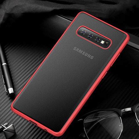 Custodia Ultra Sottile Trasparente Rigida Cover Opaca U01 per Samsung Galaxy S10 5G Rosso