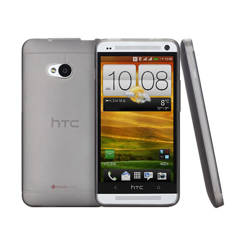 Custodia Ultra Sottile Trasparente Rigida Opaca per HTC One M7 Grigio