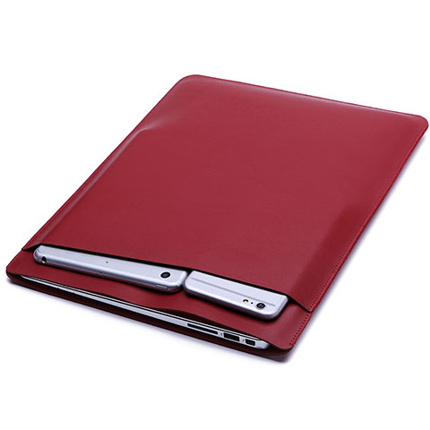Morbido Pelle Custodia Marsupio Tasca L01 per Huawei Matebook D14 (2020) Rosso Rosa