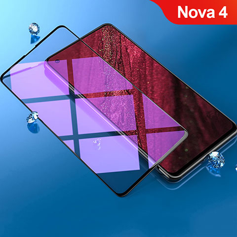 Pellicola in Vetro Temperato Protettiva Integrale Anti Blu-Ray Proteggi Schermo Film F02 per Huawei Nova 4 Nero