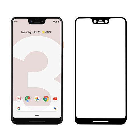 Pellicola in Vetro Temperato Protettiva Integrale Proteggi Schermo Film F03 per Google Pixel 3 XL Nero