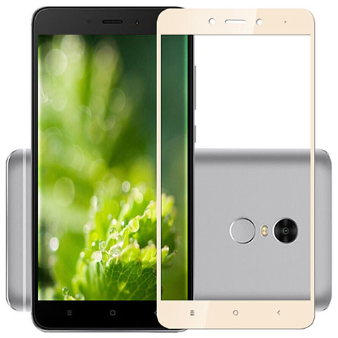 Pellicola in Vetro Temperato Protettiva Integrale Proteggi Schermo Film F03 per Xiaomi Redmi Note 4 Oro