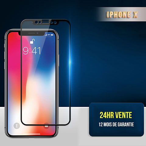 Pellicola in Vetro Temperato Protettiva Integrale Proteggi Schermo Film F30 per Apple iPhone X Nero