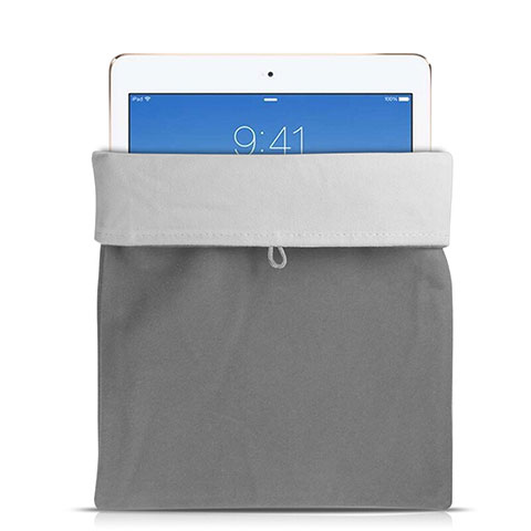 Sacchetto in Velluto Custodia Tasca Marsupio per Apple New iPad 9.7 (2017) Grigio