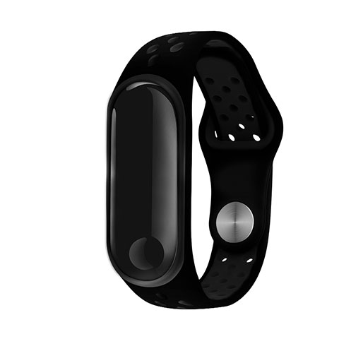 Silicone Cinturino Braccialetto Acciaio per Xiaomi Mi Band 3 Nero