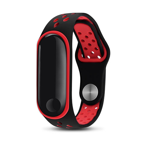 Silicone Cinturino Braccialetto Acciaio per Xiaomi Mi Band 3 Rosso