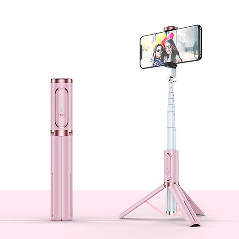 Sostegnotile Bluetooth Selfie Stick Tripode Allungabile Bastone Selfie Universale T26 Oro Rosa