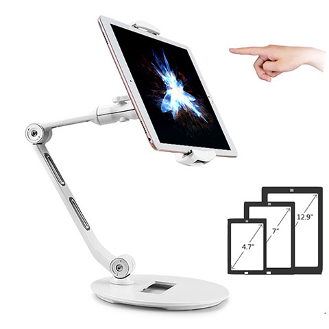 Supporto Tablet PC Flessibile Sostegno Tablet Universale H08 per Apple iPad Mini 5 (2019) Bianco