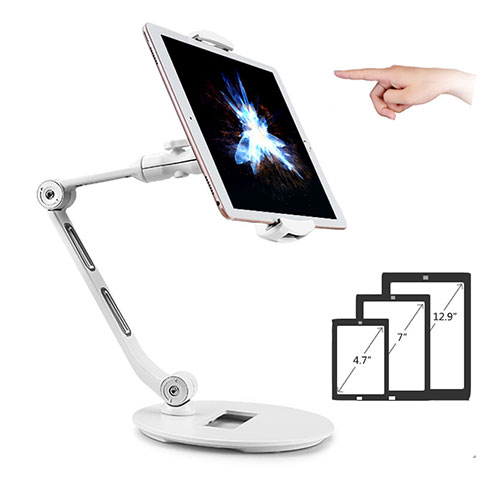 Supporto Tablet PC Flessibile Sostegno Tablet Universale H08 per Samsung Galaxy Tab A6 10.1 SM-T580 SM-T585 Bianco