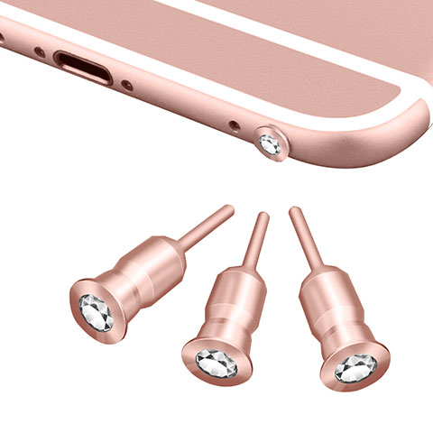 Tappi Antipolvere Jack Cuffie 3.5mm Anti-dust Android Apple Anti Polvere Universale D02 Oro Rosa