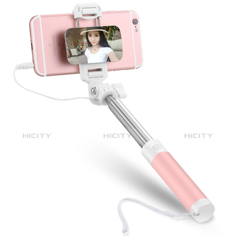 Bastoni Selfie Stick Asta Estensibile Cablato Universale S05 Rosa