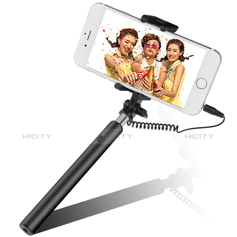 Bastoni Selfie Stick Asta Estensibile Cablato Universale S06 Nero