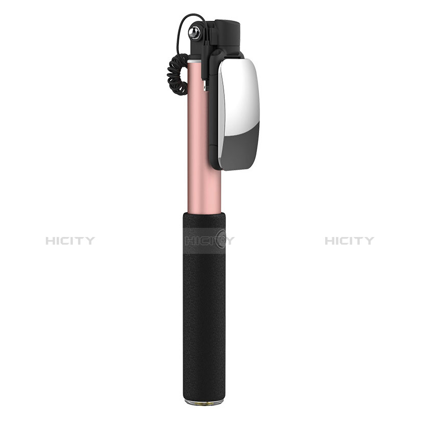 Bastoni Selfie Stick Asta Estensibile Cablato Universale S08 Oro Rosa