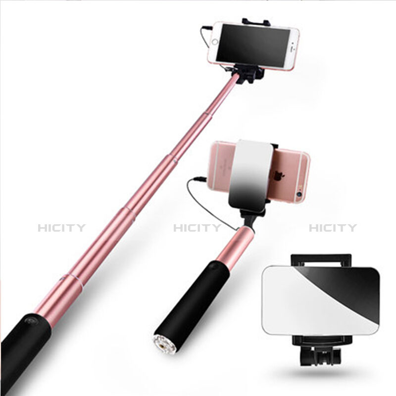 Bastoni Selfie Stick Asta Estensibile Cablato Universale S11 Oro Rosa