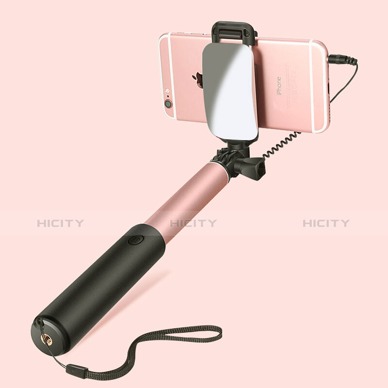 Bastoni Selfie Stick Asta Estensibile Cablato Universale S11 Oro Rosa