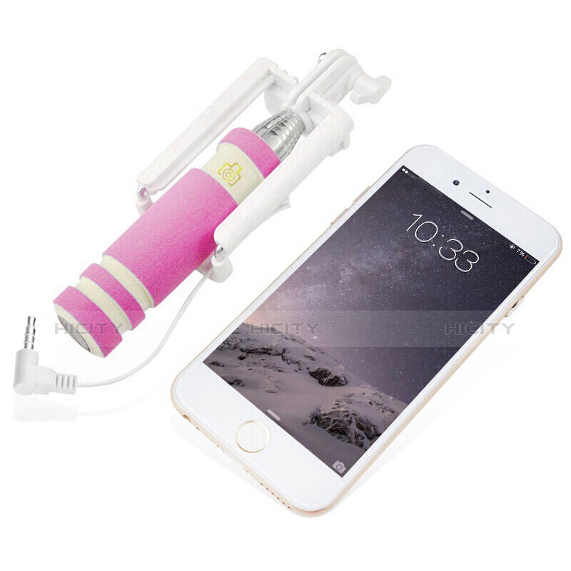 Bastoni Selfie Stick Asta Estensibile Cablato Universale S18 Rosa