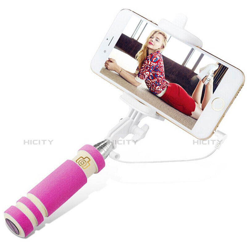 Bastoni Selfie Stick Asta Estensibile Cablato Universale S18 Rosa