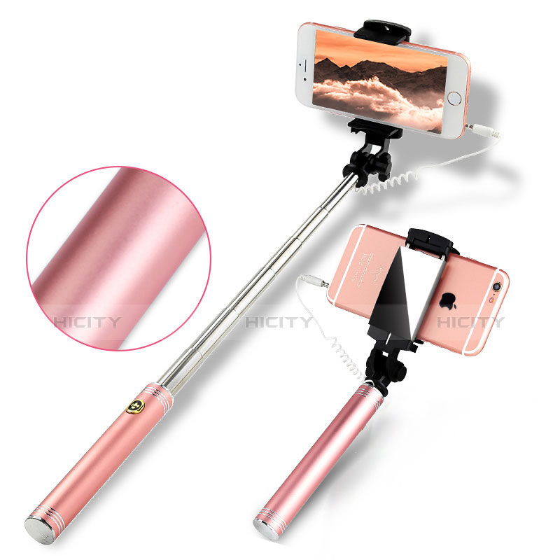 Bastoni Selfie Stick Asta Estensibile Cablato Universale S22 Oro Rosa