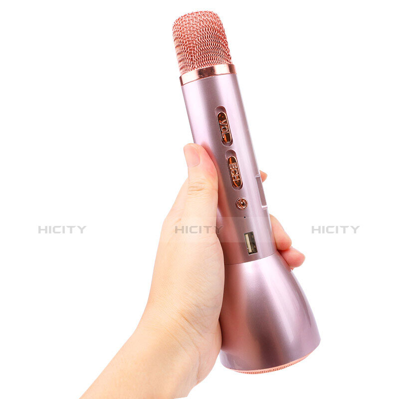 Bluetooth Microfono Mini Stereo Karaoke Oro Rosa
