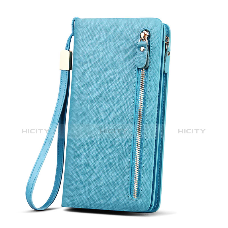 Borsetta Pochette Custodia In Pelle di Seta Universale T01 Cielo Blu