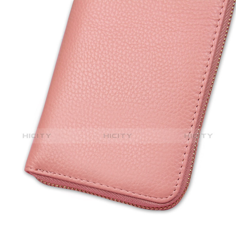 Borsetta Pochette Custodia In Pelle Lichee Pattern Universale H25 Rosa