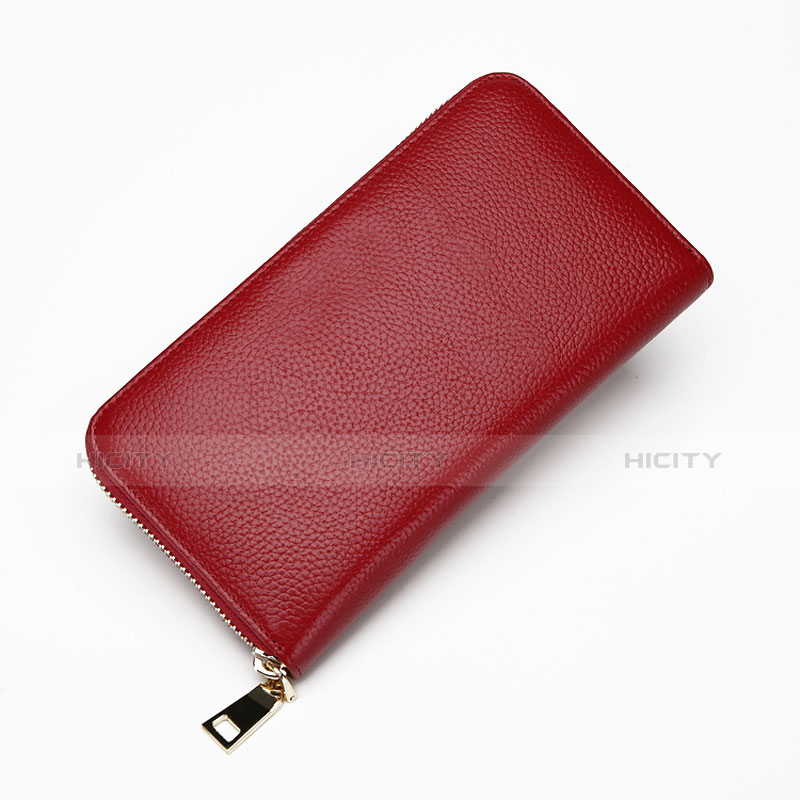 Borsetta Pochette Custodia In Pelle Lichee Pattern Universale Rosso