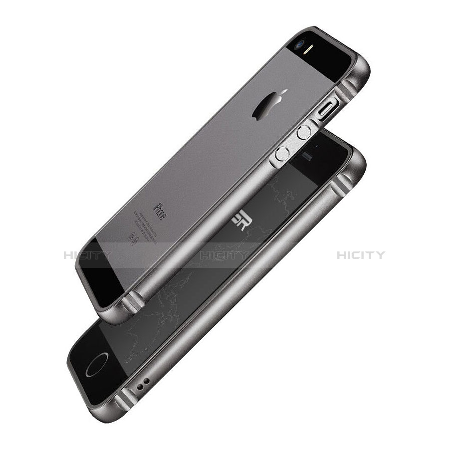 Bumper Lusso Alluminio Laterale per Apple iPhone 5S Grigio