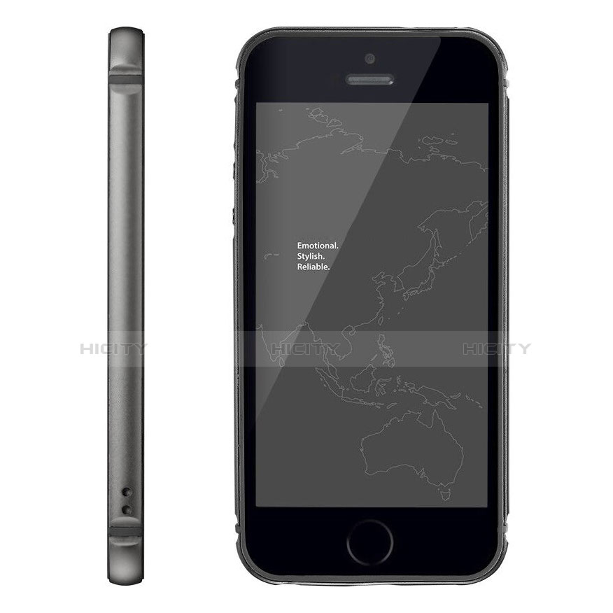 Bumper Lusso Alluminio Laterale per Apple iPhone 5S Grigio