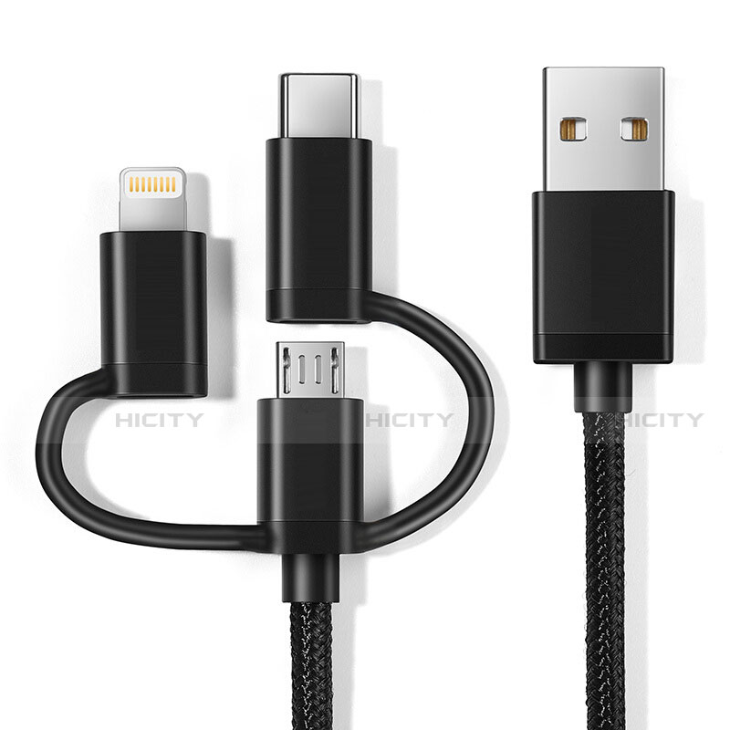 Cavo da Lightning USB a Cavetto Ricarica Carica Android Micro USB C01 per Apple iPhone 12 Nero
