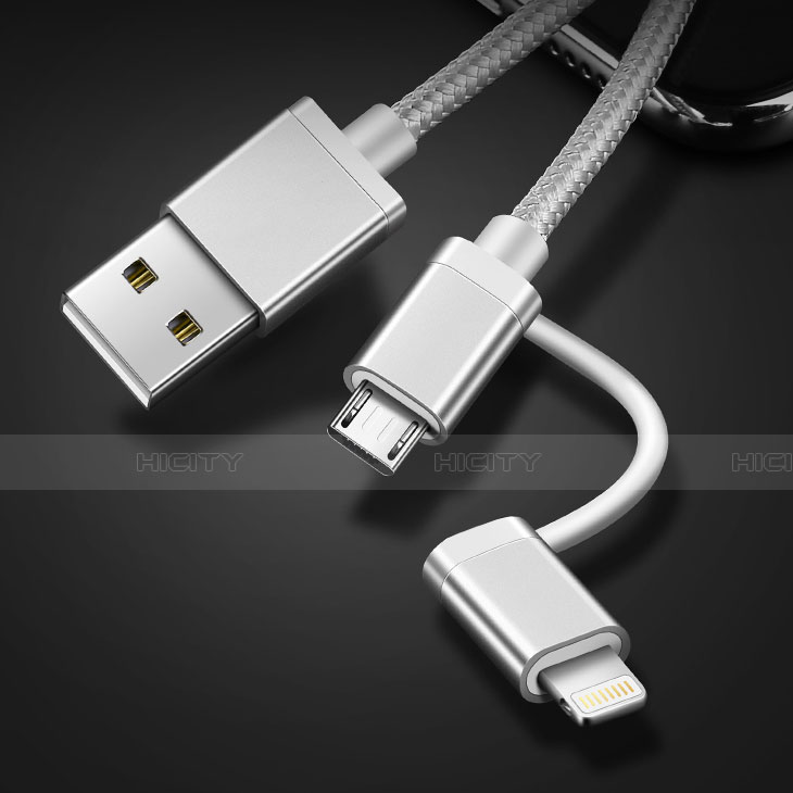 Cavo da Lightning USB a Cavetto Ricarica Carica Android Micro USB C01 per Apple iPhone 12 Pro Argento