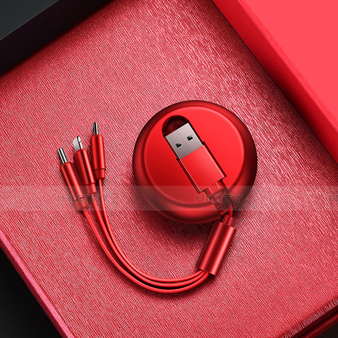 Cavo da Lightning USB a Cavetto Ricarica Carica Android Micro USB C09 per Apple iPhone 12 Pro Rosso