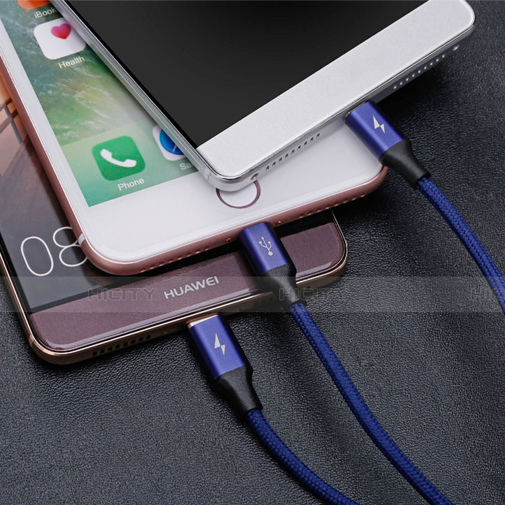 Cavo da Lightning USB a Cavetto Ricarica Carica Android Micro USB Type-C ML01 Blu