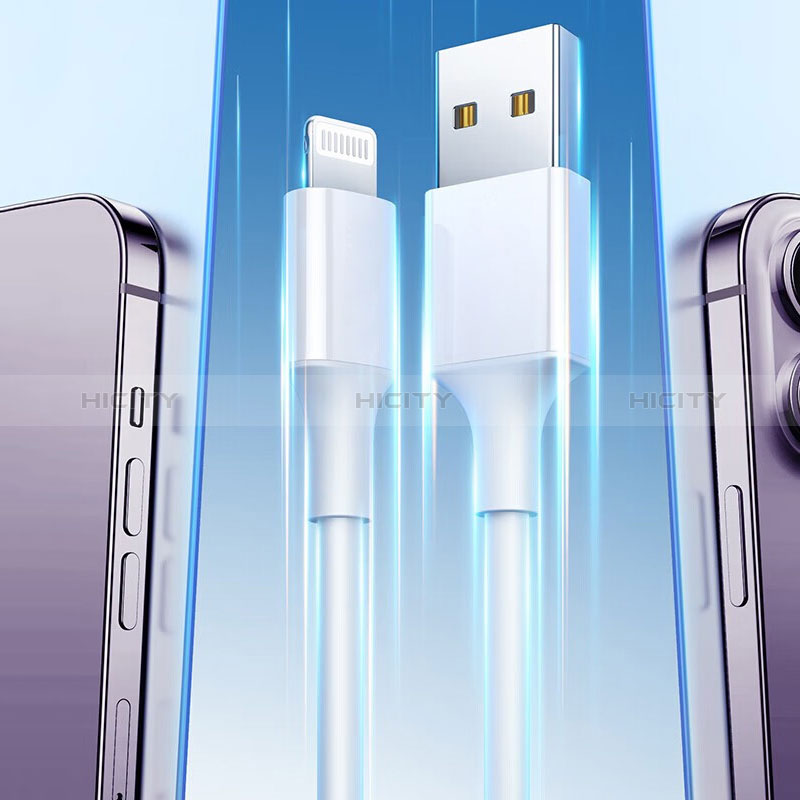 Cavo da Lightning USB a Cavetto Ricarica Carica H01 per Apple iPhone 14 Pro Max Bianco