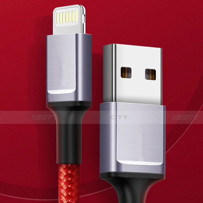 Cavo da USB a Cavetto Ricarica Carica C03 per Apple iPhone 11 Pro Max Rosso