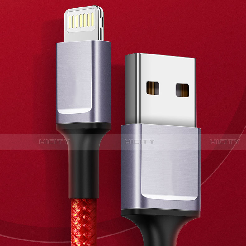 Cavo da USB a Cavetto Ricarica Carica C03 per Apple iPhone 12 Mini Rosso